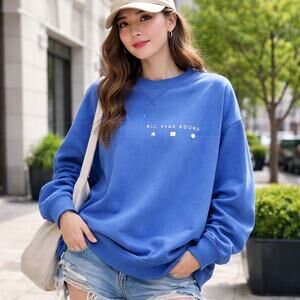 AYR All Year Round SZ XS The Sweatshirt Blue Sweatshirt Blue Embroidered Cotton